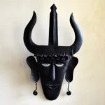 Wrought Iron7 Mini Mask Wooden Frame Wall