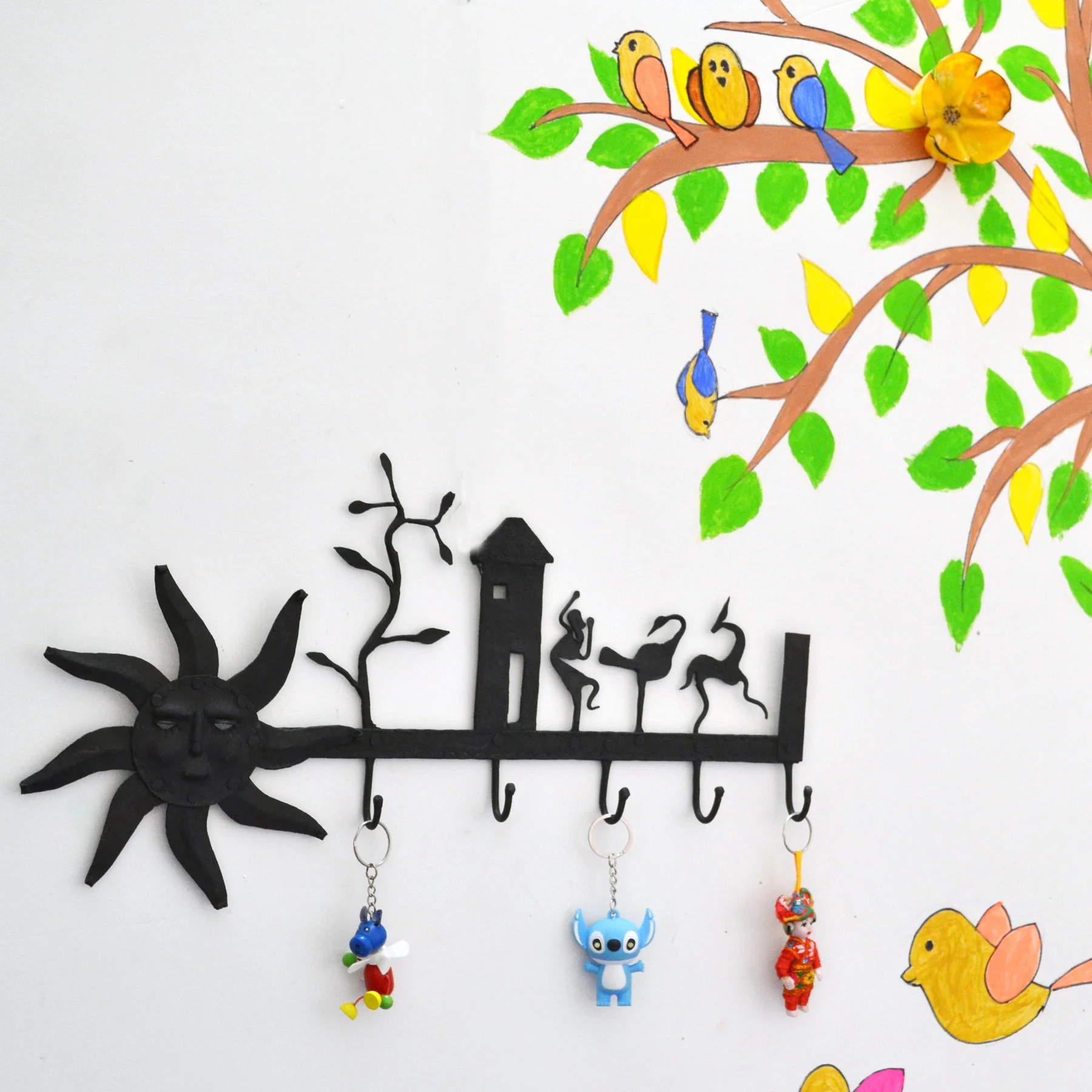 wih015_0_1800x1800 Wrought Iron Tribal Circle Of Life Multihook Key Holder - Image 1